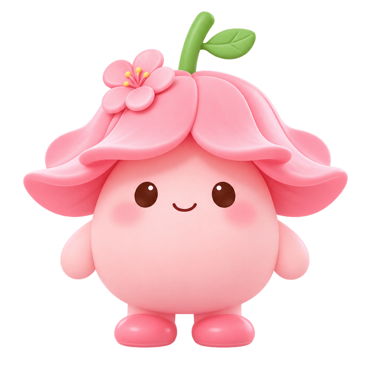 hana.cat mascot: a small pink flower character